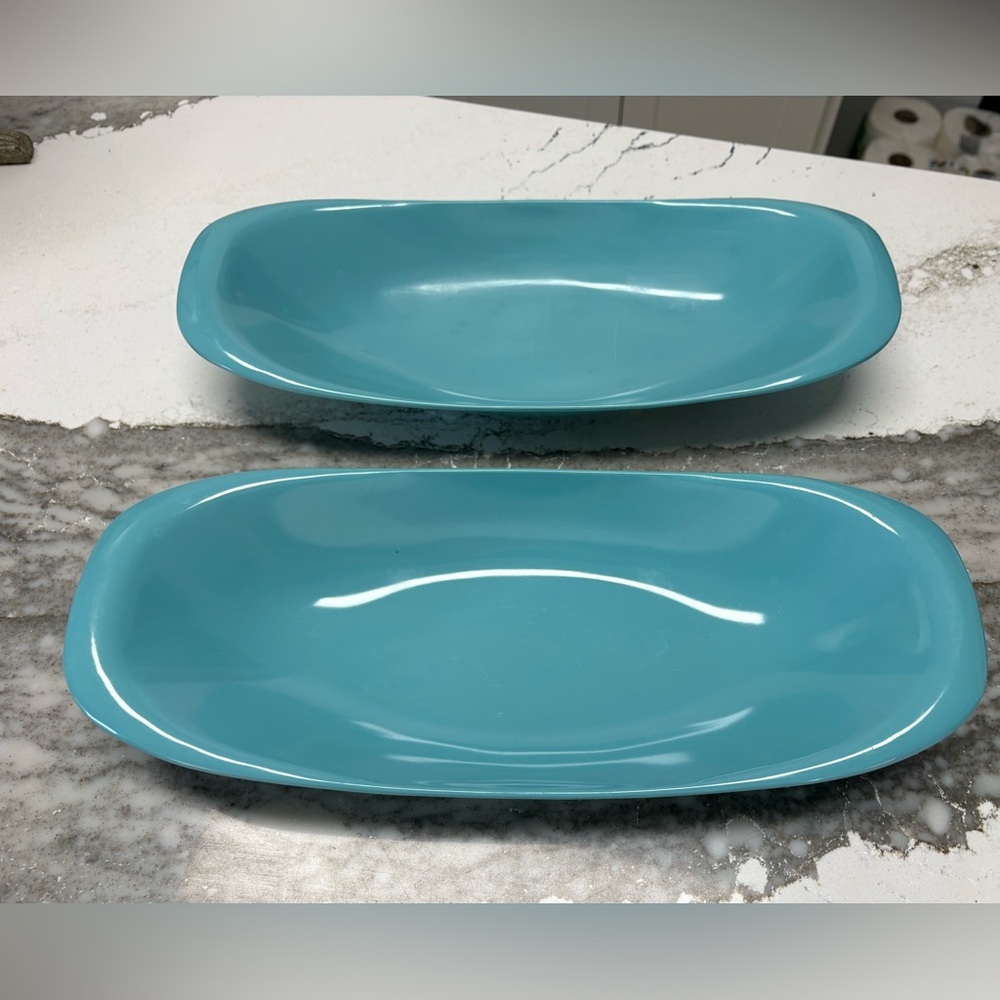 Boontonware Turquoise "Belle" Melmac 2 serving pieces  #609